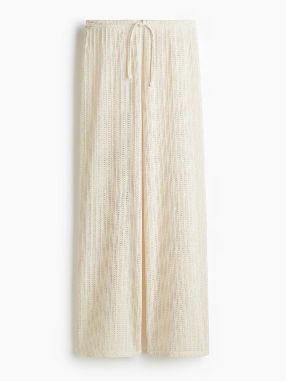 H&M Divided Knit Drawstring Wide Leg Pants Light Beige L